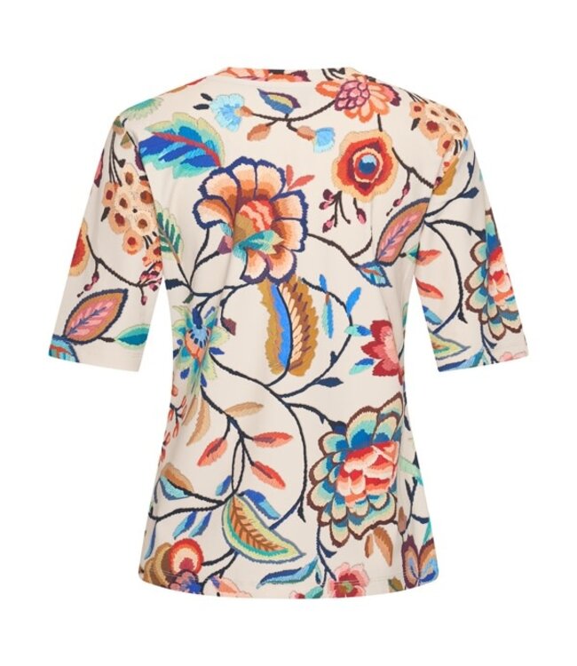 MI PIACE Travel Top V-hals Embroidered Bloom Print 202271 Multicolour