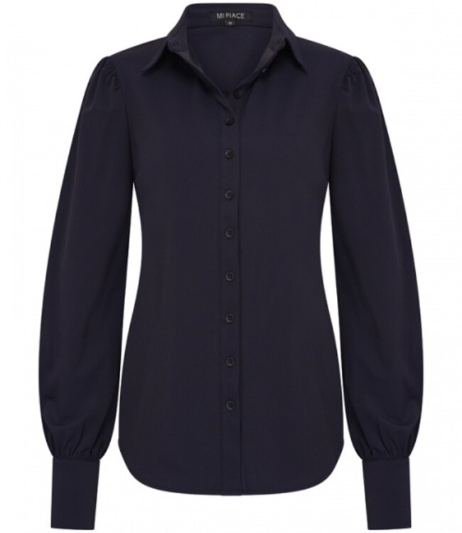 MI PIACE Travel Blouse Pofmouw Uni Dark Blue 2037