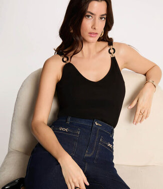 Morgan Fitted v-neck Tank Top 261-Daniela Black