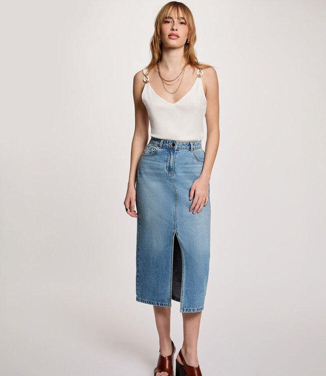 Morgan Fitted v-neck Tank Top 261-Daniela White