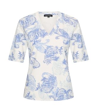 MI PIACE Travel Top V-hals  Paisely Print 202271 Lavender Blue/Off White