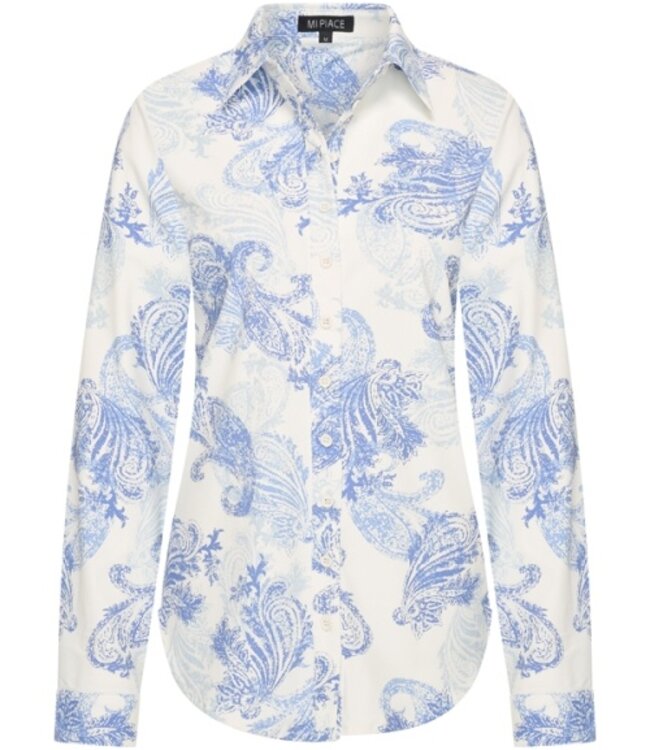 MI PIACE Travel Blouse Paisely Print 60840 Lavender Blue/Off White
