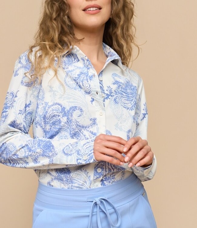 MI PIACE Travel Blouse Paisely Print 60840 Lavender Blue/Off White