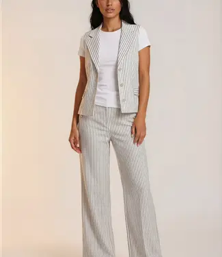 Morgan Broek met Hoge Taille en Wijde Pijpen 252-Pstripe Black-White