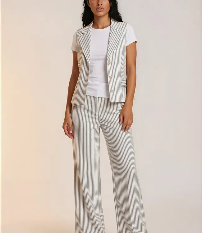 Morgan Broek met Hoge Taille en Wijde Pijpen 252-Pstripe Black-White