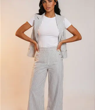 Morgan Aansluitend mouwloos jasje 252-Vstripe Black-White