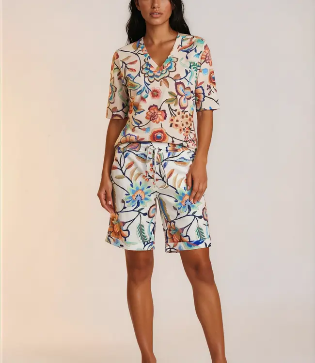 MI PIACE Travel korte broek Heavy Embroided Bloom Print 202589 Multicolour