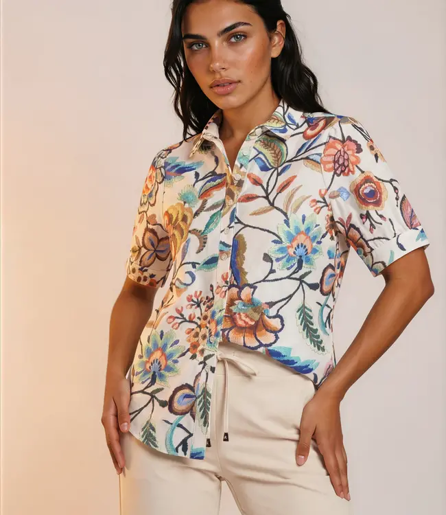 MI PIACE Travel Blouse Puff Embroided Bloom Print 202270 Multicolour