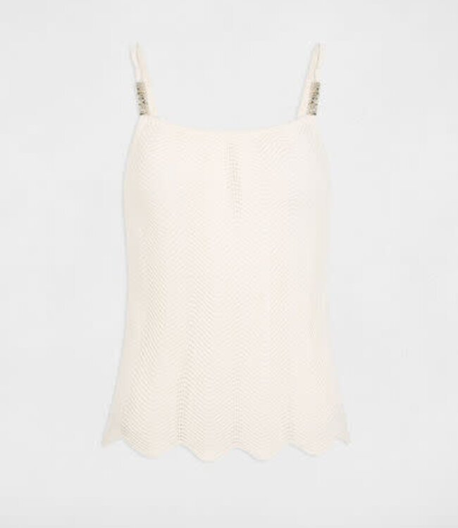 Morgan Gebreide top met dunne bandjes 251-Molovic Ivoor