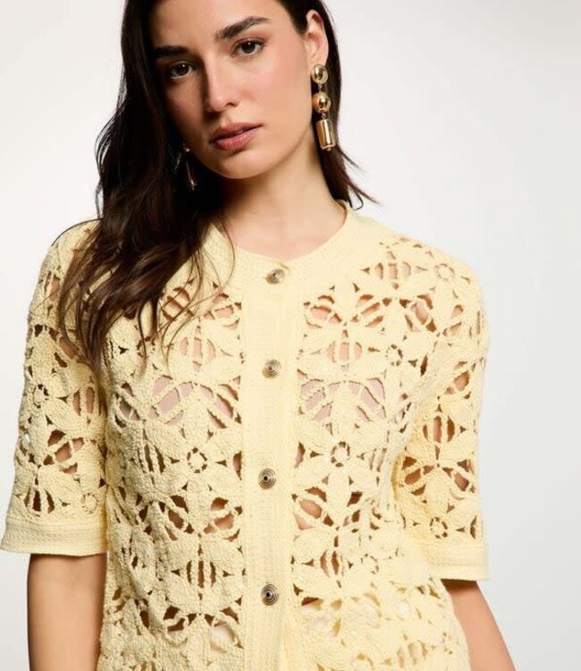 Morgan Gehaakt vest met ronde hals in 261-Moniz  Pastelgeel