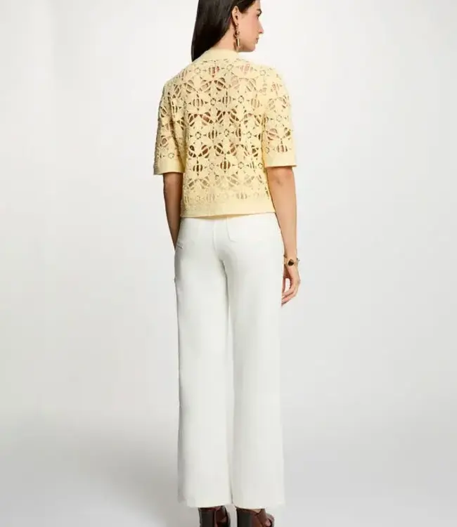 Morgan Gehaakt vest met ronde hals in 261-Moniz  Pastelgeel