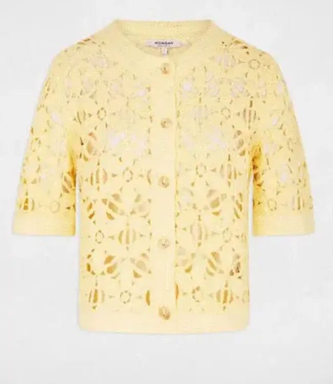 Morgan Gehaakt vest met ronde hals in 261-Moniz  Pastelgeel