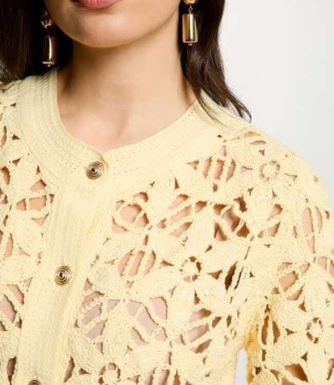 Morgan Gehaakt vest met ronde hals in 261-Moniz  Pastelgeel