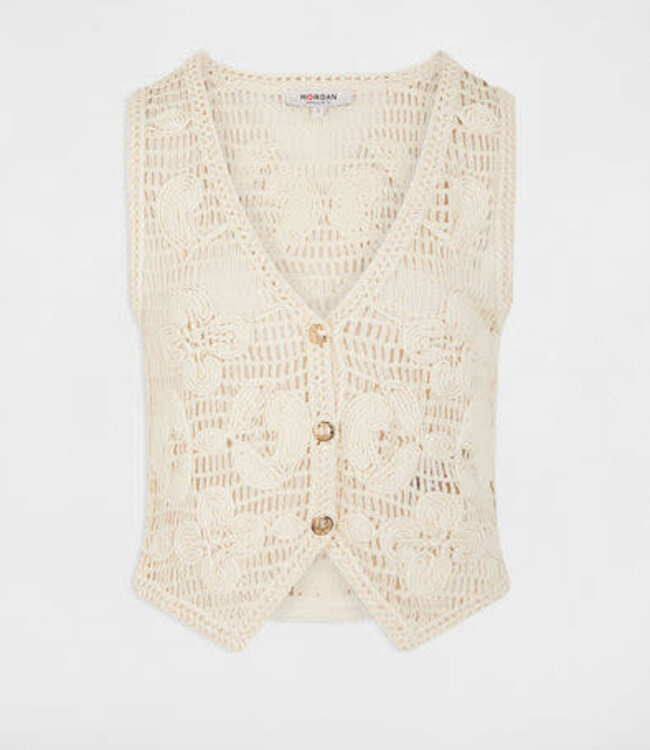 Morgan Mouwloos vest met V-hals 261-Mneo ivoor