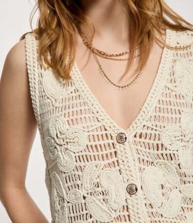 Morgan Mouwloos vest met V-hals 261-Mneo ivoor