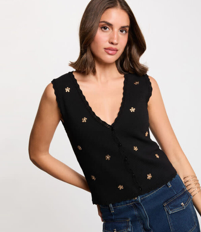 Morgan Mouwloos vest 251-Mclari Zwart