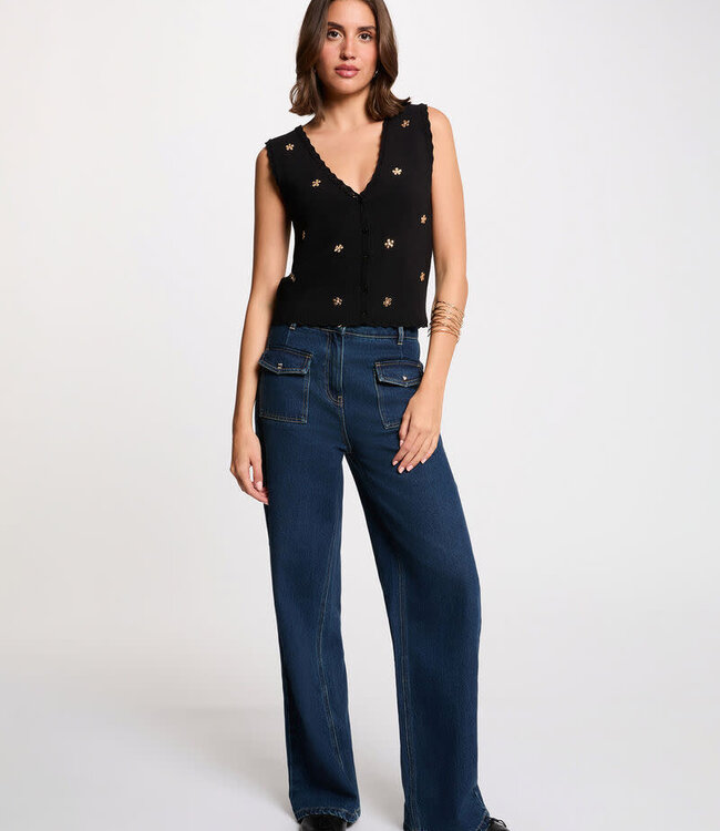 Morgan Mouwloos vest 251-Mclari Zwart