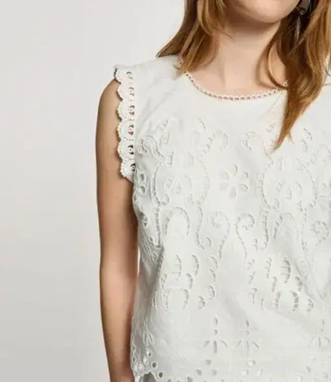 Morgan Mouwloze kanten Top 261-Opon Wit