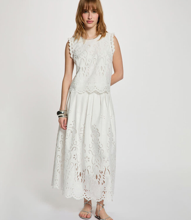 Morgan Mouwloze kanten Top 261-Opon Wit