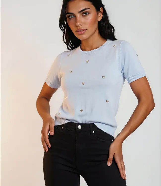 SAM PIACE Trui Top by Clara 9379 – Dames Top met Korte Mouwen en Subtiele Details