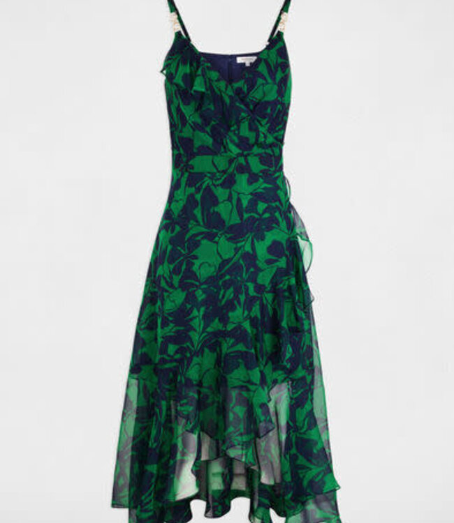 Morgan Morgan Midi Wrap Dress 261-Rdolsou Green – Elegant Women’s Dress with Wrap Design and Lightweight Voile Fabric