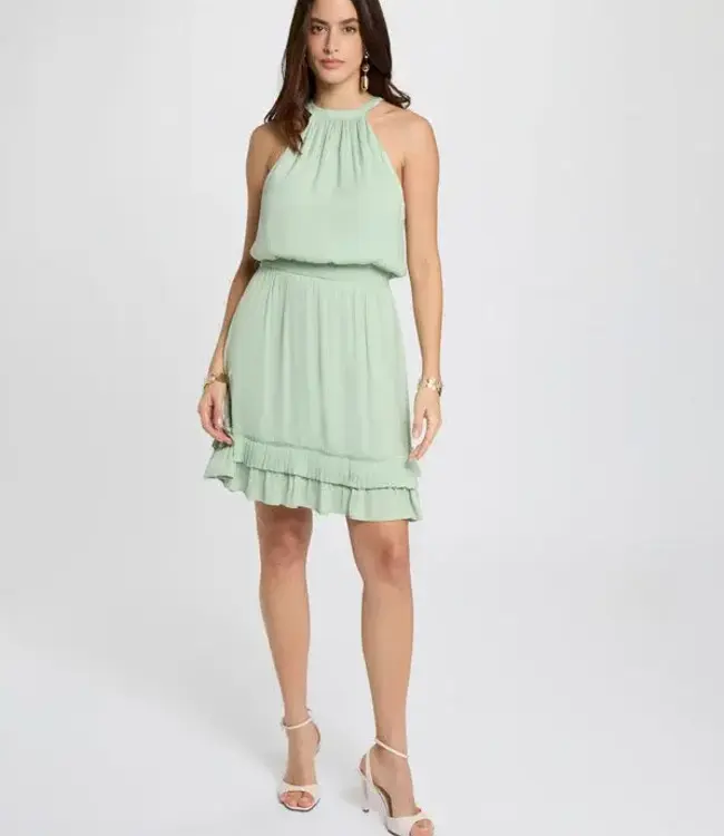 Morgan Korte jurk met hoge hals  261-Rixelo Pastelgroen