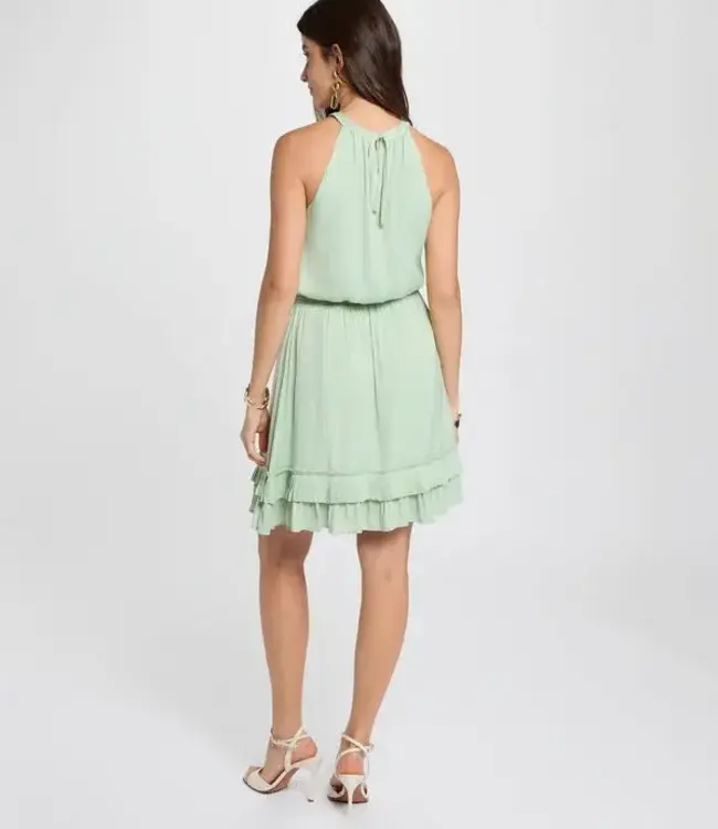 Morgan Korte jurk met hoge hals  261-Rixelo Pastelgroen