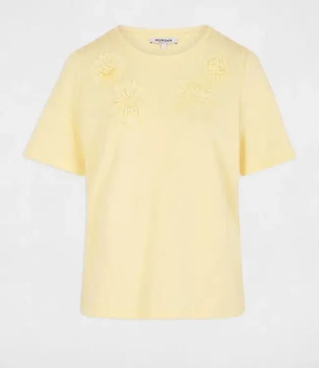 Morgan Straight t-shirt with round neck 261-Defi Pastel Yellow