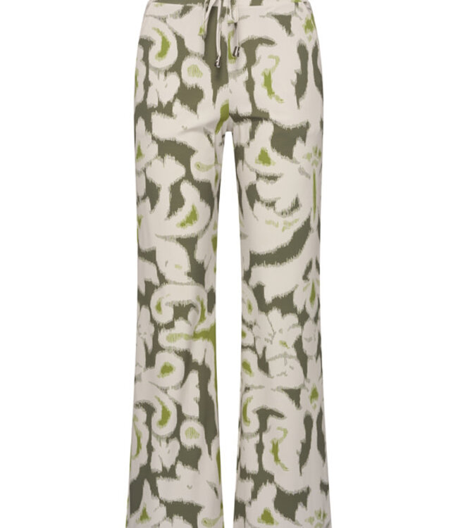 MI PIACE MI PIACE Travel Fabric Trousers Summer Ornaments Print 202136 Olive Ikat