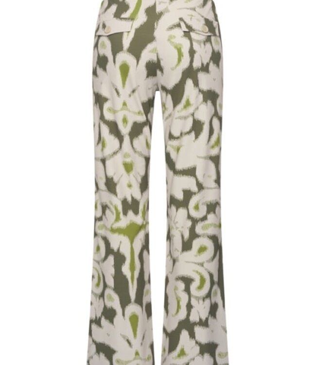 MI PIACE MI PIACE Travel Fabric Trousers Summer Ornaments Print 202136 Olive Ikat