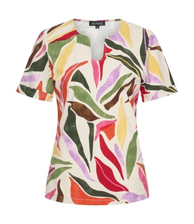 MI PIACE Travel Top Caftan Neck Summer Leaf Dance Print 202604 Kit