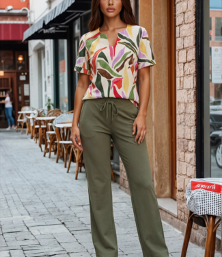 MI PIACE MI PIACE Travel Hose Uni Straight 202089 Olive – Damen Travelstoff Hose