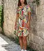 MI PIACE Travel Jurk Caftan Neck Summer Leaf Dance Print 202245 Olive