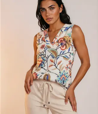 MI PIACE Travel Top Mouwloos Embroidered Bloom Print 202425 Multicolour