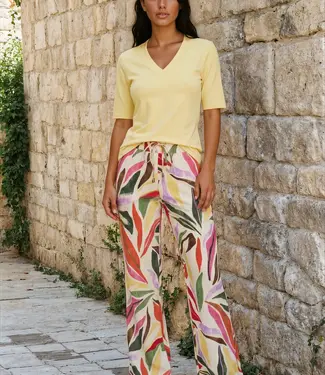 MI PIACE Travel Broek Straight Summer Leaf Dance Print 202136 Kit