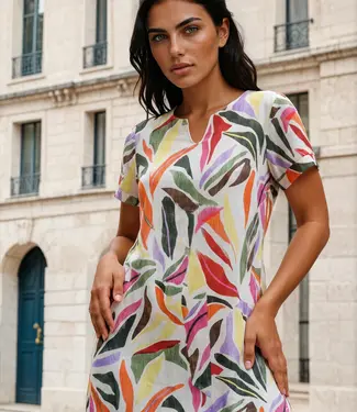 MI PIACE Travel Jurk Caftan Neck Summer Leaf Dance Print 202245 Kit
