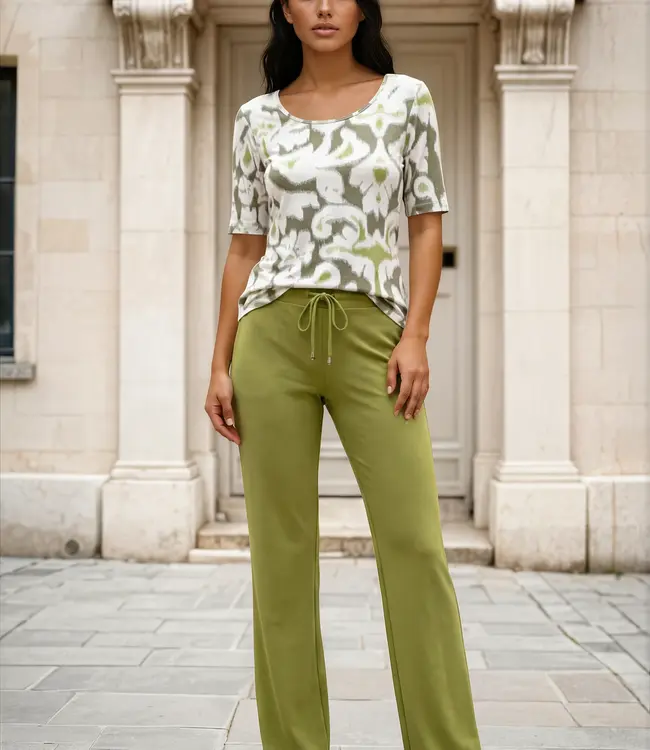 MI PIACE Travel T-shirt Ikat Ornaments Print 202804 Olive