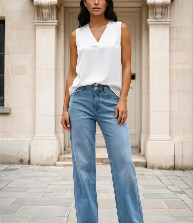 MI PIACE Travel Top Uni Mouwloos 2425 White