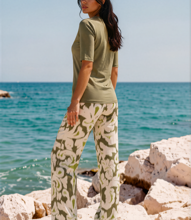 MI PIACE Travel Top T-shirt v-hals  202271 Olive