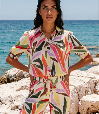 MI PIACE Travel Blouse Puff Summer Leaf Dance Print K 202270 Kit