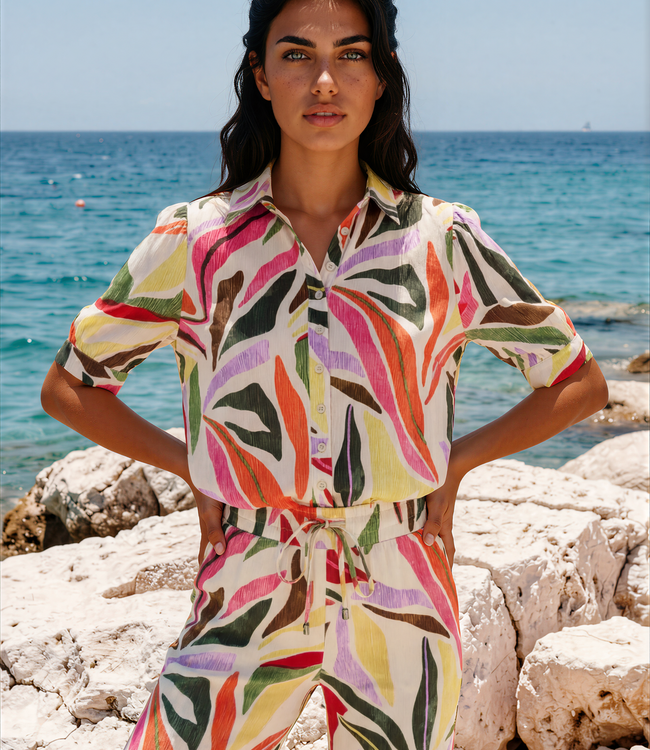 MI PIACE Travel Blouse Puff Summer Leaf Dance Print K 202270 Kit