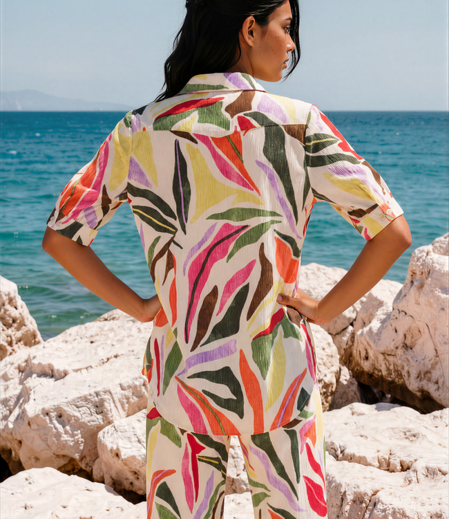 MI PIACE Travel Blouse Puff Summer Leaf Dance Print K 202270 Kit