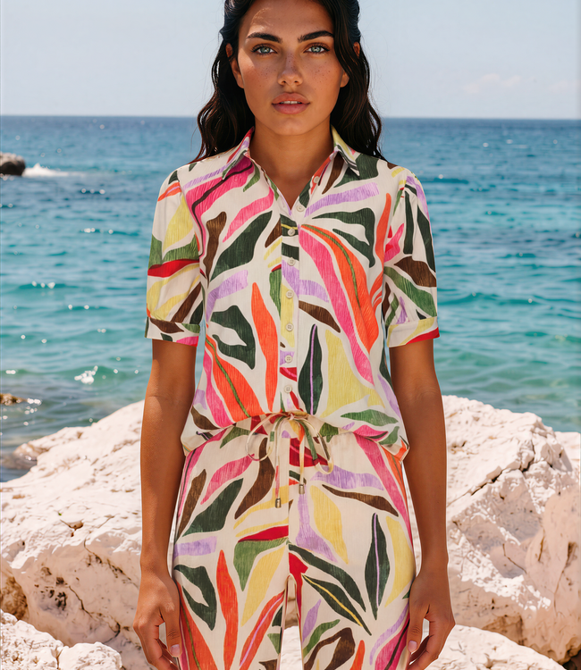 MI PIACE Travel Blouse Puff Summer Leaf Dance Print K 202270 Kit