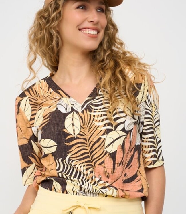 MI PIACE Travel Top Botanical Print Espresso 202271