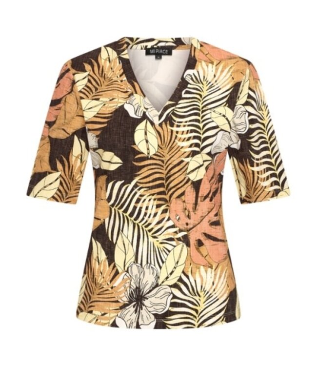 MI PIACE Travel Top Botanical Print Espresso 202271