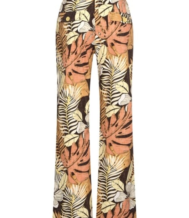 MI PIACE Travel Broek Straight Botanical Print Espresso 202089