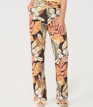 MI PIACE Travel Broek Straight Botanical Print Espresso 202089