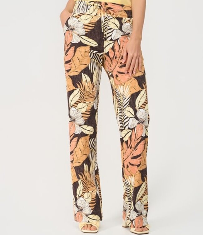 MI PIACE Travel Broek Straight Botanical Print Espresso 202089