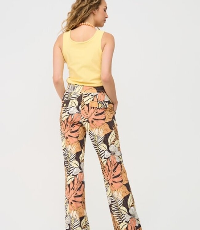 MI PIACE Travel Broek Straight Botanical Print Espresso 202089