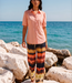 MI PIACE Travel Broek Wijde Ikat Stripe Print 202433 Espresso